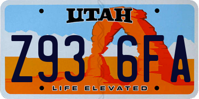 UT license plate Z936FA