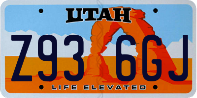 UT license plate Z936GJ