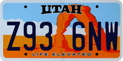 UT license plate Z936NW