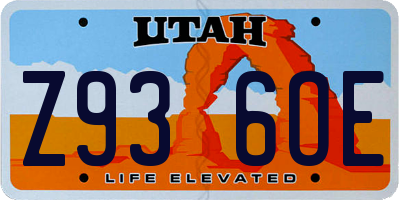 UT license plate Z936OE