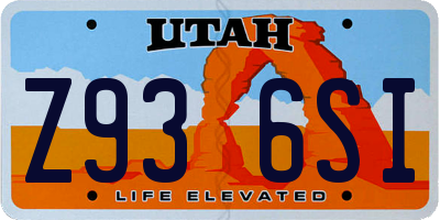 UT license plate Z936SI