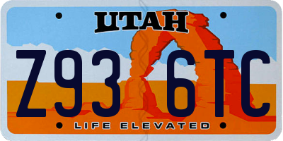 UT license plate Z936TC