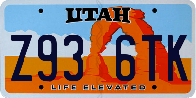 UT license plate Z936TK