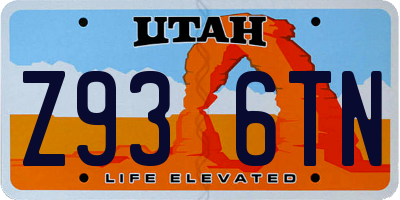 UT license plate Z936TN