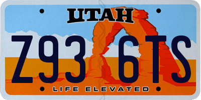 UT license plate Z936TS