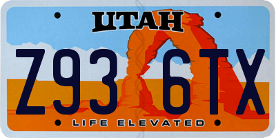 UT license plate Z936TX