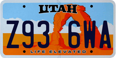 UT license plate Z936WA