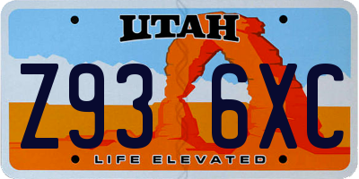 UT license plate Z936XC