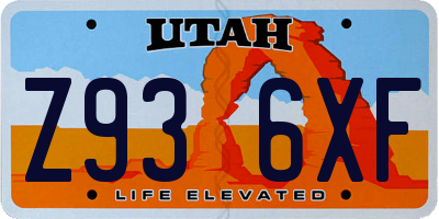 UT license plate Z936XF