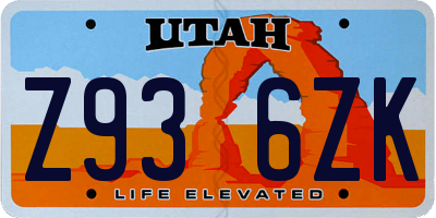 UT license plate Z936ZK