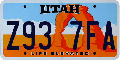 UT license plate Z937FA