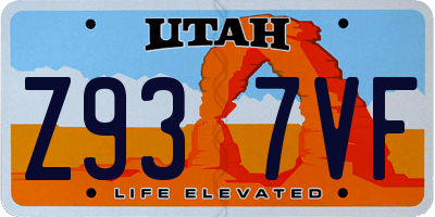 UT license plate Z937VF