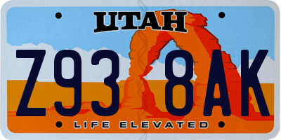 UT license plate Z938AK