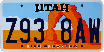 UT license plate Z938AW