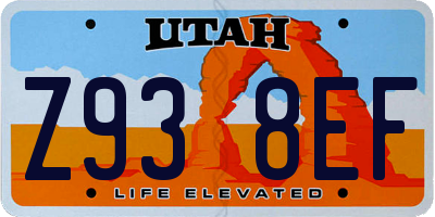 UT license plate Z938EF