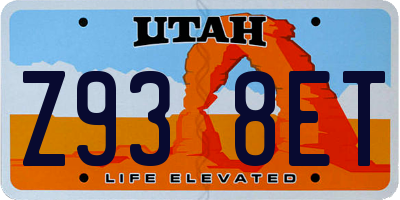 UT license plate Z938ET