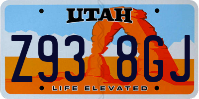 UT license plate Z938GJ