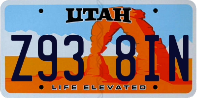 UT license plate Z938IN
