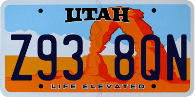 UT license plate Z938QN