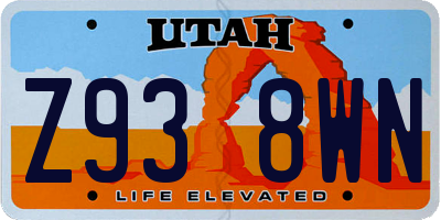 UT license plate Z938WN