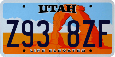 UT license plate Z938ZF