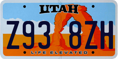 UT license plate Z938ZH