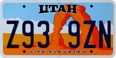 UT license plate Z939ZN