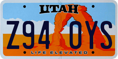 UT license plate Z940YS