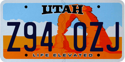 UT license plate Z940ZJ