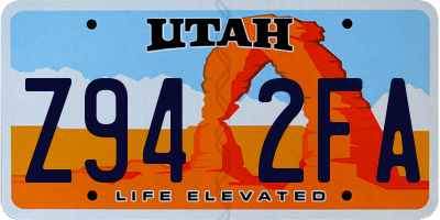UT license plate Z942FA