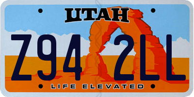 UT license plate Z942LL
