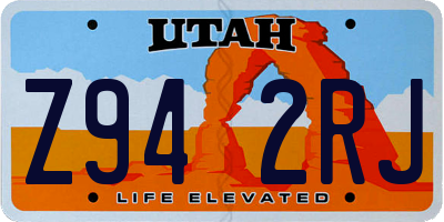 UT license plate Z942RJ