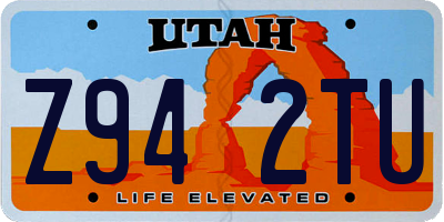 UT license plate Z942TU