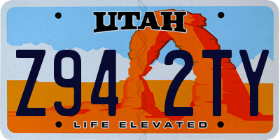 UT license plate Z942TY