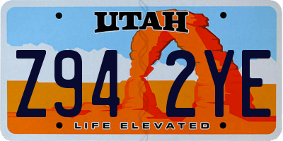 UT license plate Z942YE