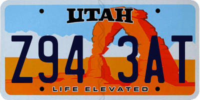 UT license plate Z943AT