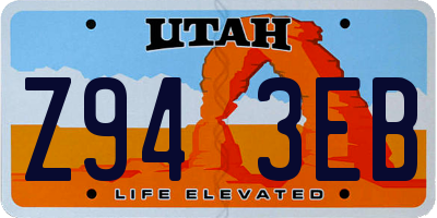 UT license plate Z943EB