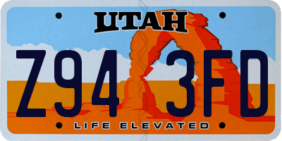 UT license plate Z943FD