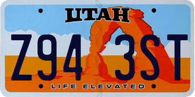 UT license plate Z943ST