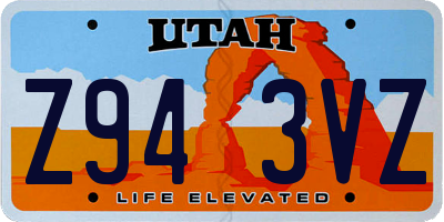 UT license plate Z943VZ