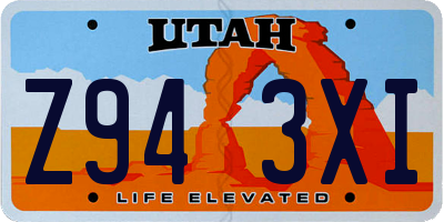 UT license plate Z943XI