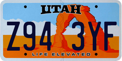 UT license plate Z943YF