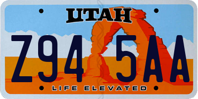 UT license plate Z945AA
