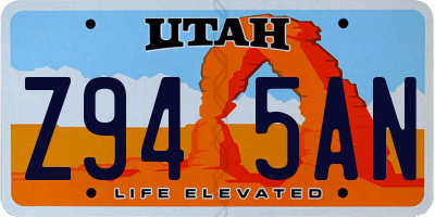 UT license plate Z945AN