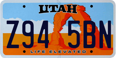 UT license plate Z945BN