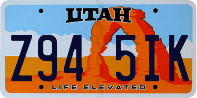 UT license plate Z945IK