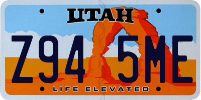 UT license plate Z945ME