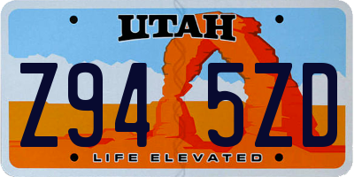 UT license plate Z945ZD