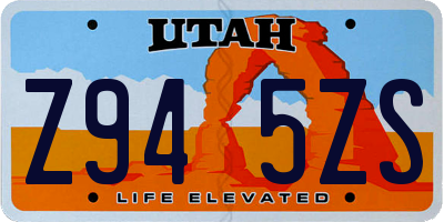 UT license plate Z945ZS