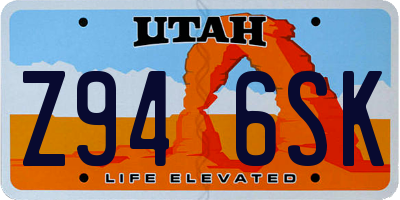 UT license plate Z946SK